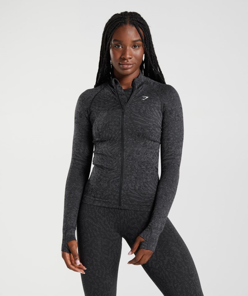 Kurtka Gymshark Adapt Animal Zip Through Damskie Czarne | PL 847XVJ